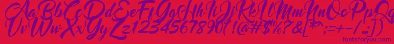 Mood Booster Italic-fontti – violetit fontit punaisella taustalla