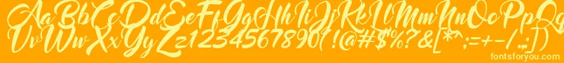 Fonte Mood Booster Italic – fontes amarelas em um fundo laranja
