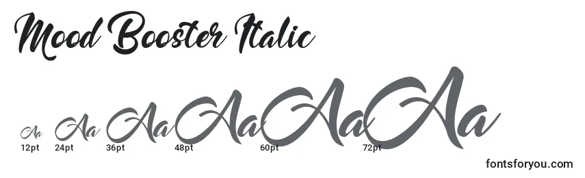 Größen der Schriftart Mood Booster Italic