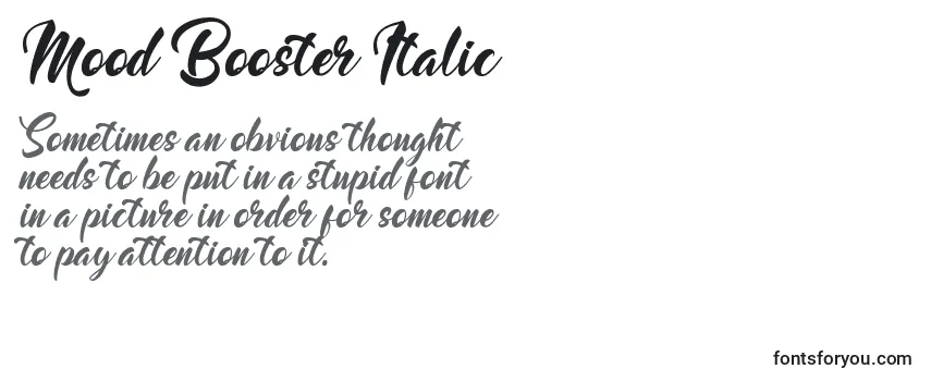Überblick über die Schriftart Mood Booster Italic