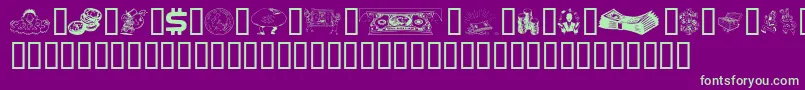 Moolah-Schriftart – Grüne Schriften auf violettem Hintergrund