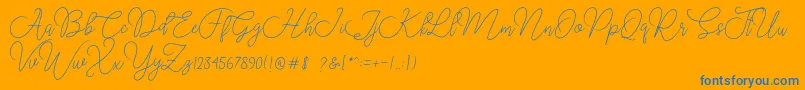 Moon Chin-Schriftart – Blaue Schriften auf orangefarbenem Hintergrund