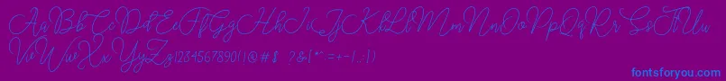 フォントMoon Chin – 紫色の背景に青い文字