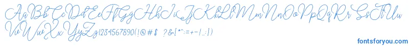 フォントMoon Chin – 白い背景に青い文字