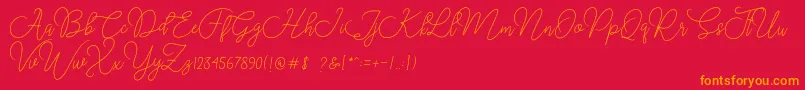 フォントMoon Chin – 赤い背景にオレンジの文字