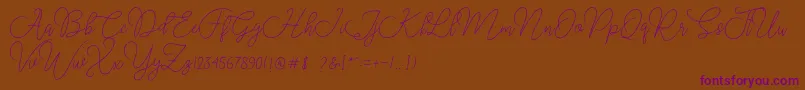 Moon Chin-Schriftart – Violette Schriften auf braunem Hintergrund