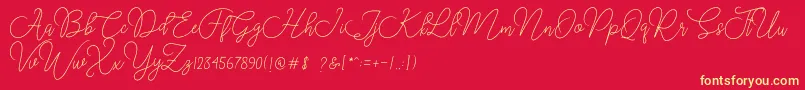 Moon Chin-fontti – keltaiset fontit punaisella taustalla