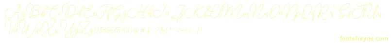Moon Chin-Schriftart – Gelbe Schriften auf weißem Hintergrund