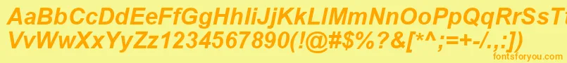 ArialCyrРџРѕР»СѓР¶РёСЂРЅС‹Р№РљСѓСЂСЃРёРІ-Schriftart – Orangefarbene Schriften auf gelbem Hintergrund