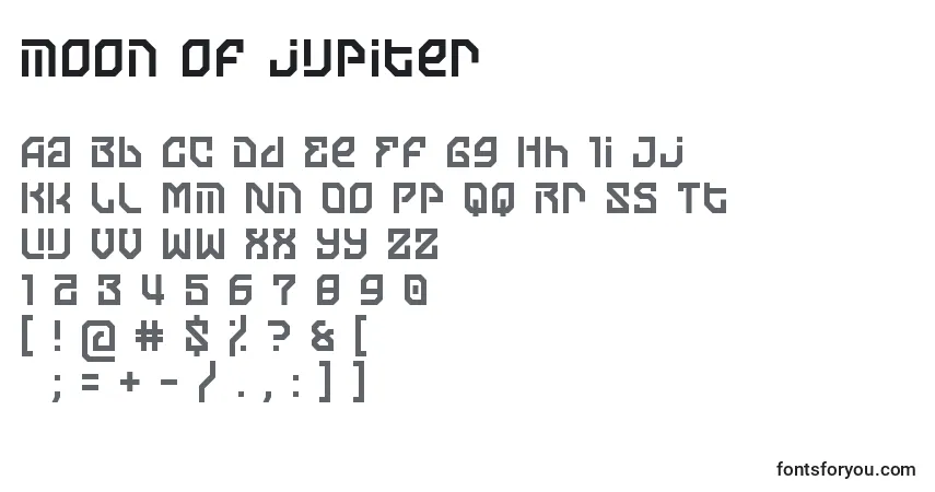 Moon of jupiter-fontti – aakkoset, numerot, erikoismerkit