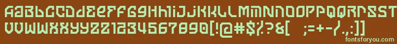 フォントmoon of jupiter – 緑色の文字が茶色の背景にあります。