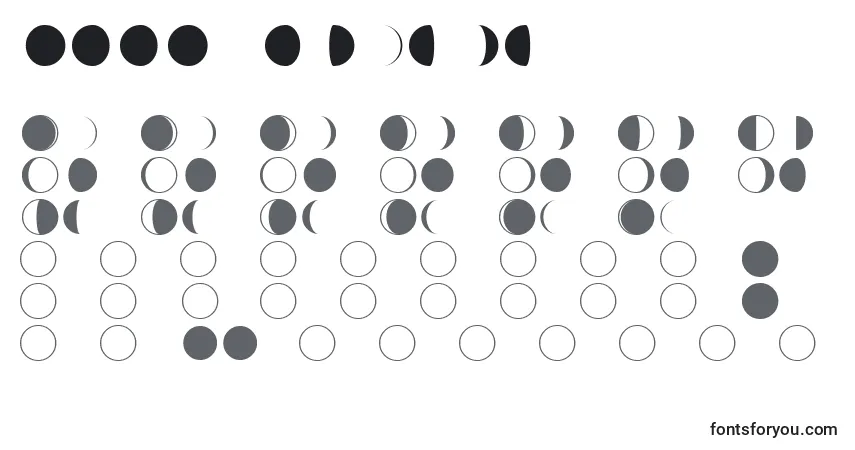 Schriftart Moon phases – Alphabet, Zahlen, spezielle Symbole