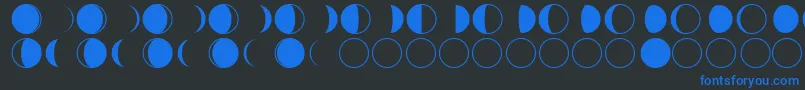 フォントmoon phases – 黒い背景に青い文字