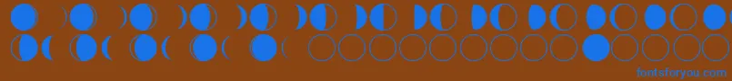 フォントmoon phases – 茶色の背景に青い文字