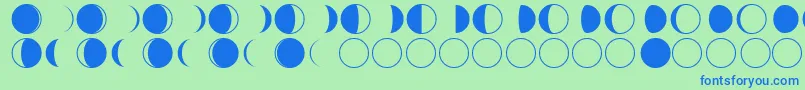 フォントmoon phases – 青い文字は緑の背景です。