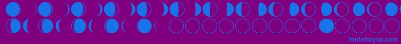Fonte moon phases – fontes azuis em um fundo violeta