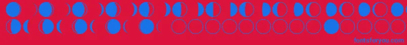 フォントmoon phases – 赤い背景に青い文字