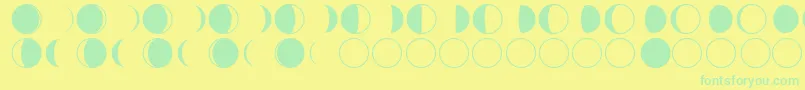 moon phases Font – Green Fonts on Yellow Background