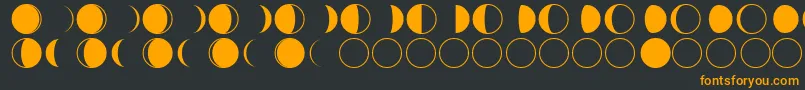 moon phases-Schriftart – Orangefarbene Schriften auf schwarzem Hintergrund