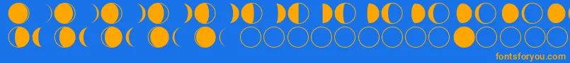 フォントmoon phases – オレンジ色の文字が青い背景にあります。