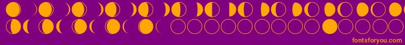 moon phases-Schriftart – Orangefarbene Schriften auf violettem Hintergrund