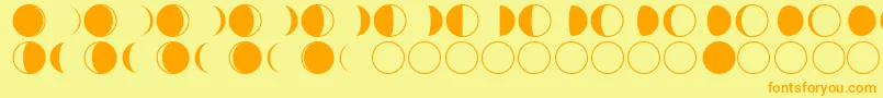 フォントmoon phases – オレンジの文字が黄色の背景にあります。