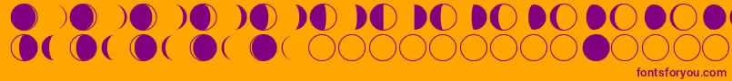 moon phases-Schriftart – Violette Schriften auf orangefarbenem Hintergrund