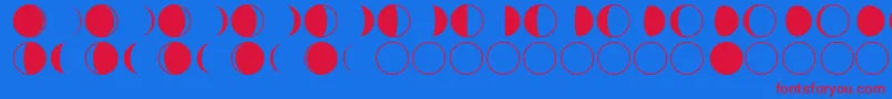 フォントmoon phases – 赤い文字の青い背景