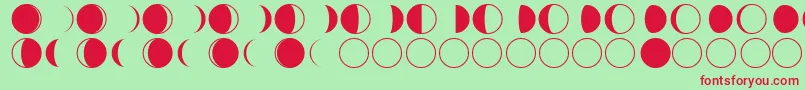 Шрифт moon phases – красные шрифты на зелёном фоне