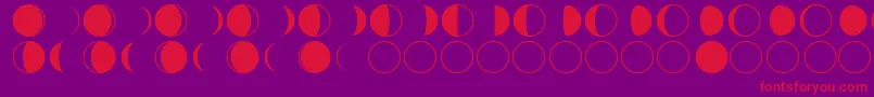 フォントmoon phases – 紫の背景に赤い文字