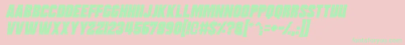 Moonbase Delta Italic-Schriftart – Grüne Schriften auf rosa Hintergrund