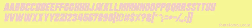 Moonbase Delta Italic-Schriftart – Rosa Schriften auf gelbem Hintergrund