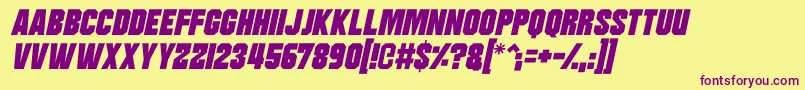 Moonbase Delta Italic Font – Purple Fonts on Yellow Background
