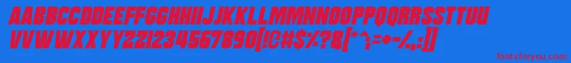 Moonbase Delta Italic Font – Red Fonts on Blue Background