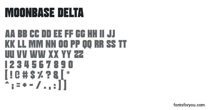 Czcionka Moonbase Delta – alfabet, cyfry, specjalne znaki