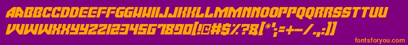 Moonbase Omega Italic-fontti – oranssit fontit violetilla taustalla