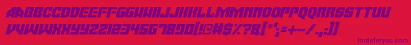 Czcionka Moonbase Omega Italic – fioletowe czcionki na czerwonym tle