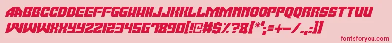 Czcionka Moonbase Omega Italic – czerwone czcionki na różowym tle