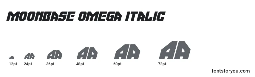 Размеры шрифта Moonbase Omega Italic