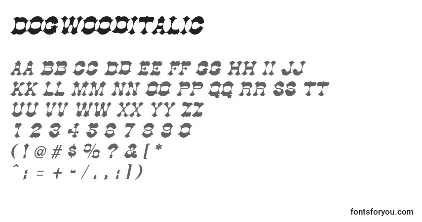 Шрифт DogwoodItalic – алфавит, цифры, специальные символы