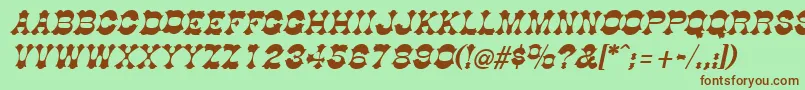 フォントDogwoodItalic – 緑の背景に茶色のフォント