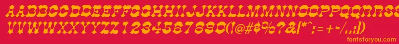 フォントDogwoodItalic – 赤い背景にオレンジの文字