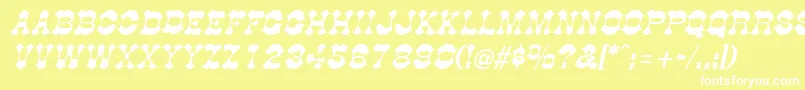 DogwoodItalic-Schriftart – Weiße Schriften auf gelbem Hintergrund
