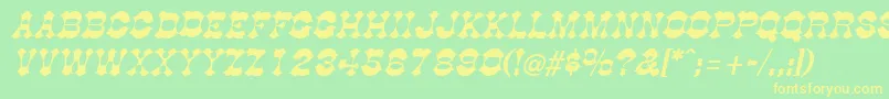 Fonte DogwoodItalic – fontes amarelas em um fundo verde