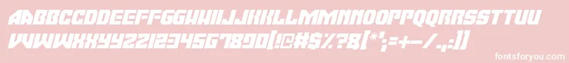 Moonbase Omega Italic-Schriftart – Weiße Schriften auf rosa Hintergrund