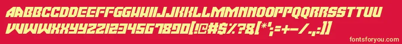 Moonbase Omega Italic Font – Yellow Fonts on Red Background