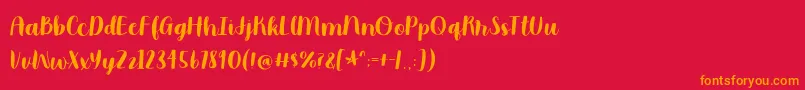 Moonbright Demo-Schriftart – Orangefarbene Schriften auf rotem Hintergrund