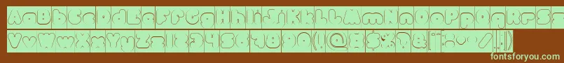 フォントMOONLIGHT Hollow Inverse – 緑色の文字が茶色の背景にあります。