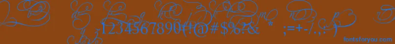 AdiosScriptAltIvAndOrns Font – Blue Fonts on Brown Background