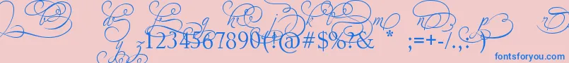 AdiosScriptAltIvAndOrns Font – Blue Fonts on Pink Background